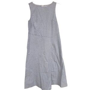 Misslook Womens Sleeveless Striped A-Line Dress XL Cotton/Polyester Blue/White